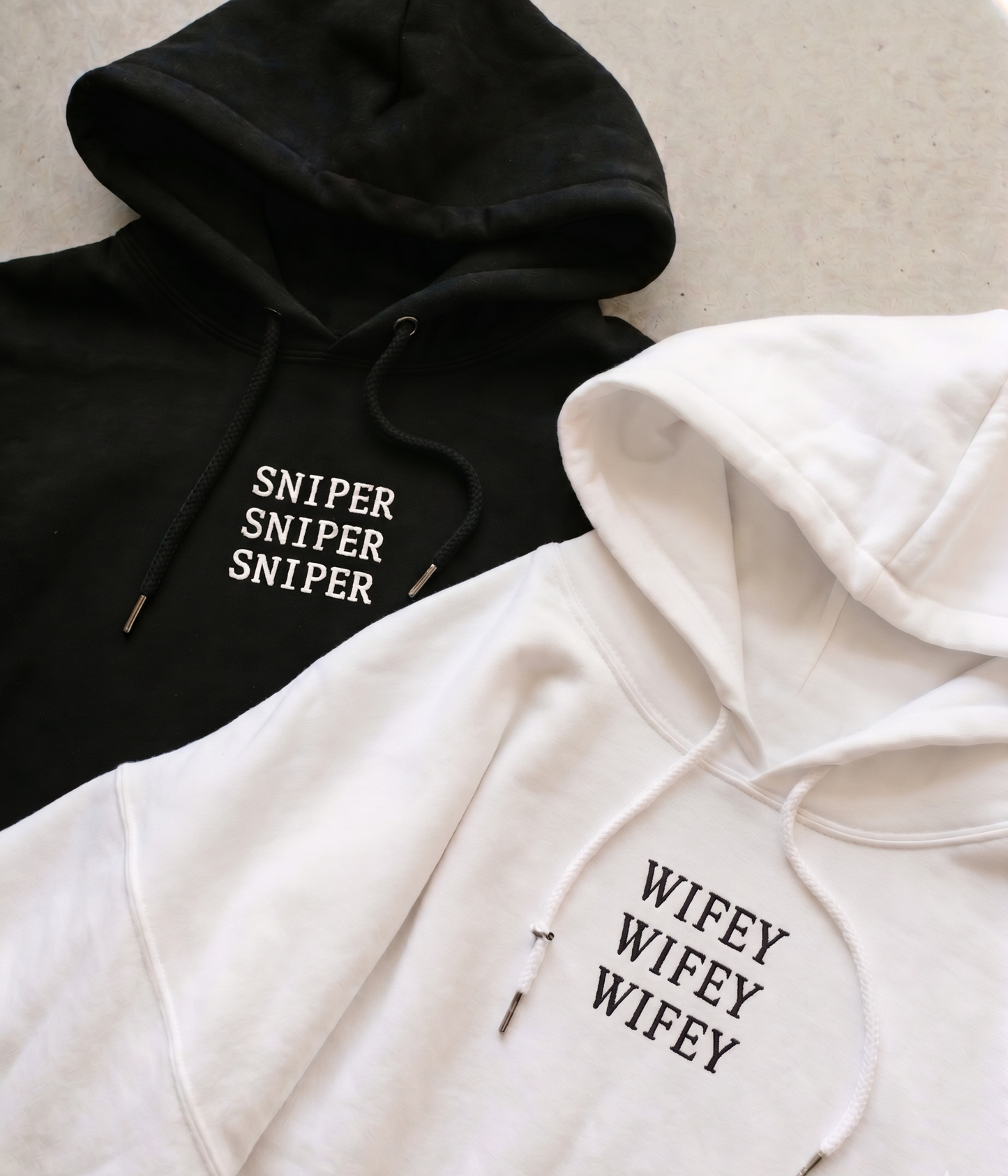 Sniper & Wifey Custom Embroidered Couple Set